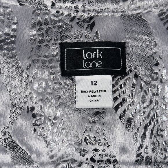 Lark Lane Silver Animal Print Zip Jacket Size 12 Metallic Textured Blazer - Picture 4 of 10